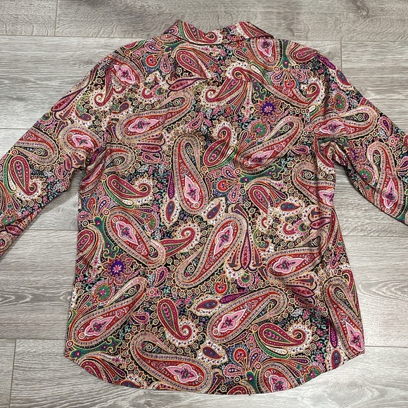 NWOT Chaps No Iron Paisley Long Sleeve Button Down Blouse XL - Picture 14 of 16
